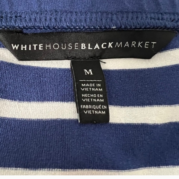 White House Black Market Off The Shoulder Striped Dress Blue White size Medium - Picture 11 of 16